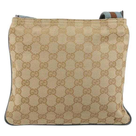 GUCCI GG Canvas Sherry Line Shoulder Bag Beige Silver 146309 Auth 177489A