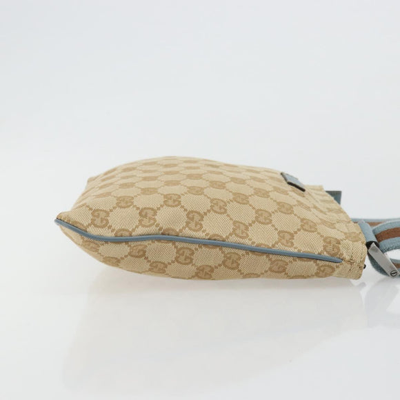 GUCCI GG Canvas Sherry Line Shoulder Bag Beige Silver 146309 Auth 177489A