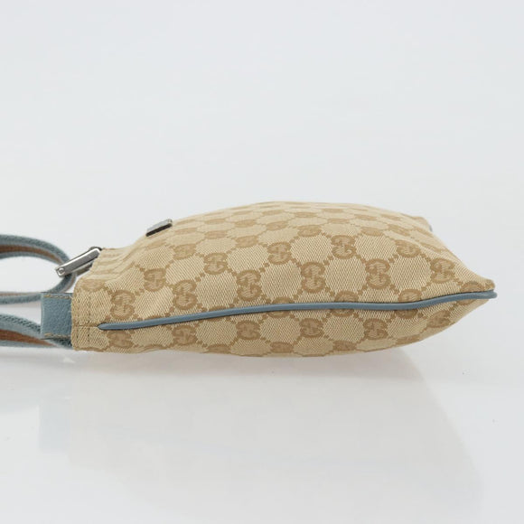 GUCCI GG Canvas Sherry Line Shoulder Bag Beige Silver 146309 Auth 177489A