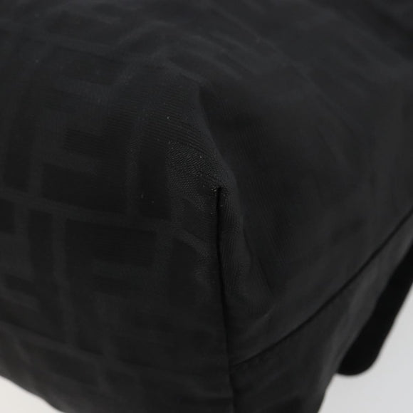 FENDI Zucca Canvas Schultertasche Schwarz Silber Auth 177493A