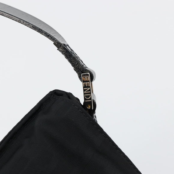 FENDI Zucca Canvas Schultertasche Schwarz Silber Auth 177493A
