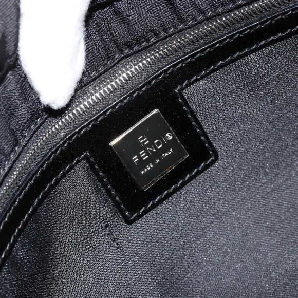 FENDI Zucca Canvas Shoulder Bag Black Silver Auth 177493A