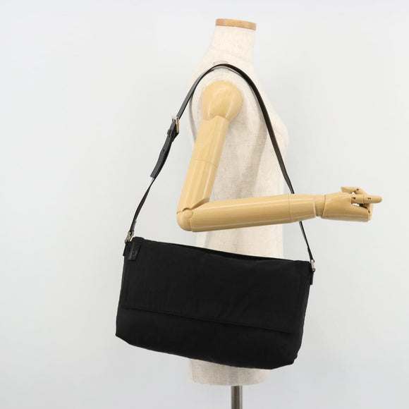 FENDI Zucca Canvas Schultertasche Schwarz Silber Auth 177493A