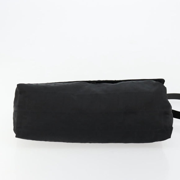 FENDI Zucca Canvas Schultertasche Schwarz Silber Auth 177493A