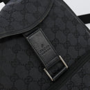 GUCCI GG Canvas Backpack Black Silver 019 0352 Auth 177495A-16