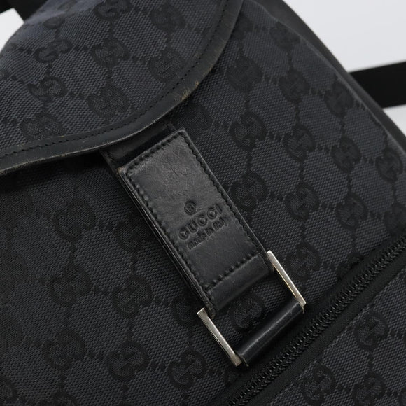 GUCCI GG Canvas Backpack Black Silver 019 0352 Auth 177495A