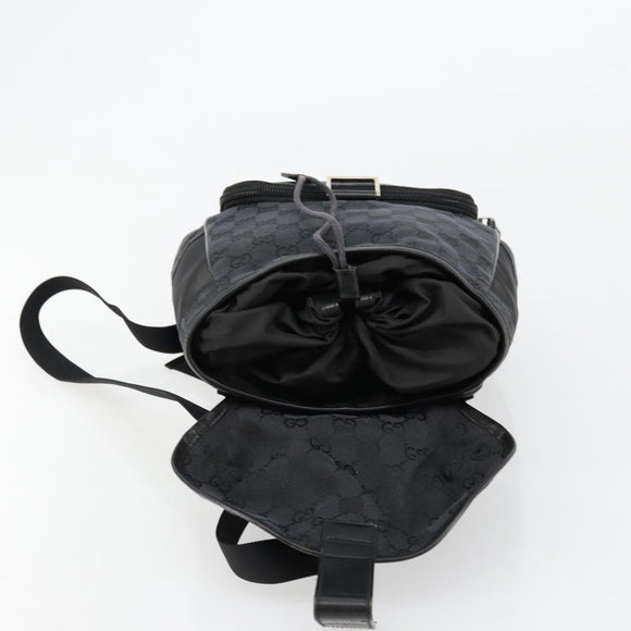 GUCCI GG Canvas Backpack Black Silver 019 0352 Auth 177495A