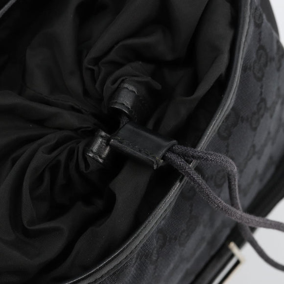 GUCCI GG Canvas Backpack Black Silver 019 0352 Auth 177495A