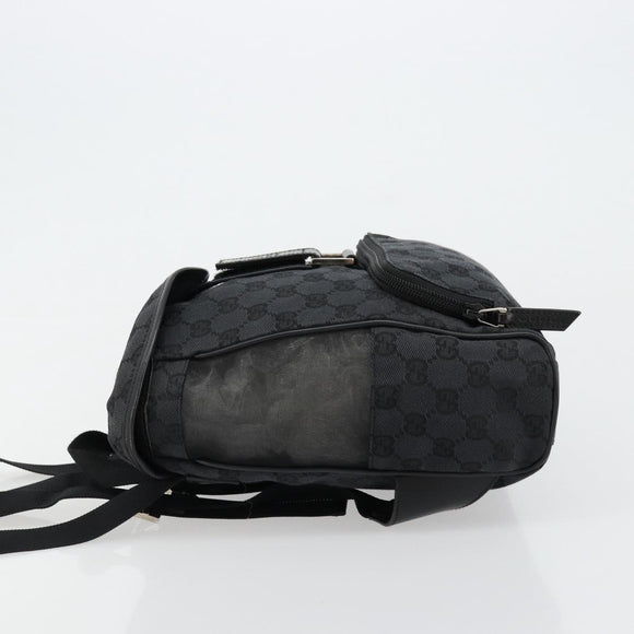 GUCCI GG Canvas Backpack Black Silver 019 0352 Auth 177495A