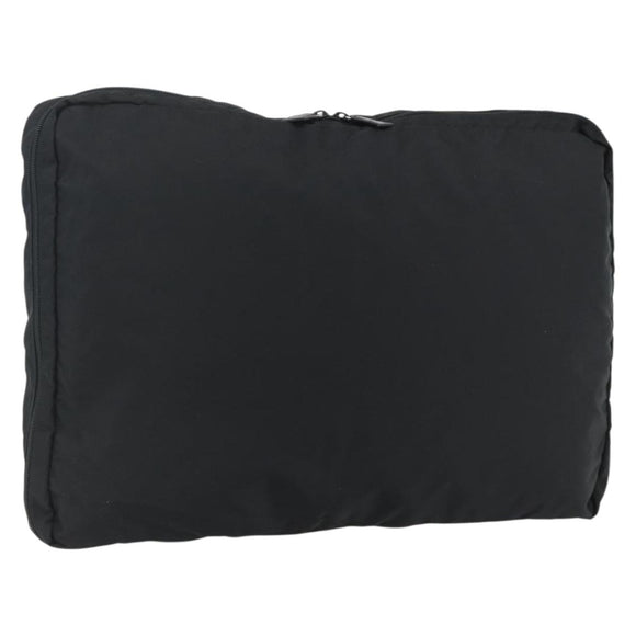 PRADA Pouch Nylon Silver Black Auth 177496A