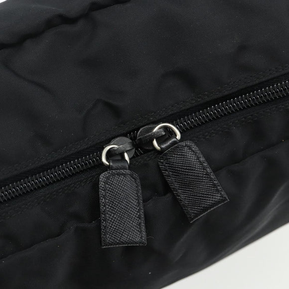 PRADA Pouch Nylon Silver Black Auth 177496A