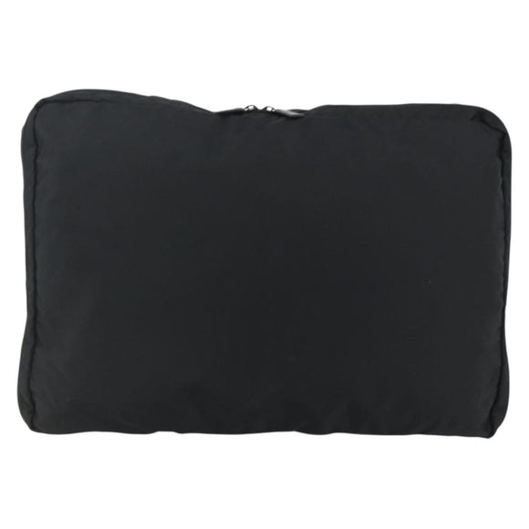 PRADA Pouch Nylon Silver Black Auth 177496A