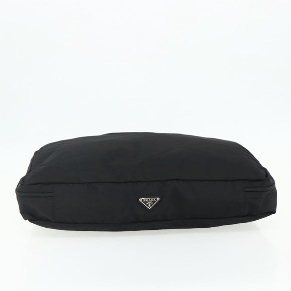 PRADA Pouch Nylon Silver Black Auth 177496A