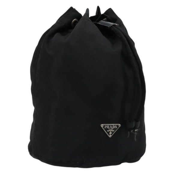 PRADA Purse Pouch Nylon Black Silver Auth 177497A