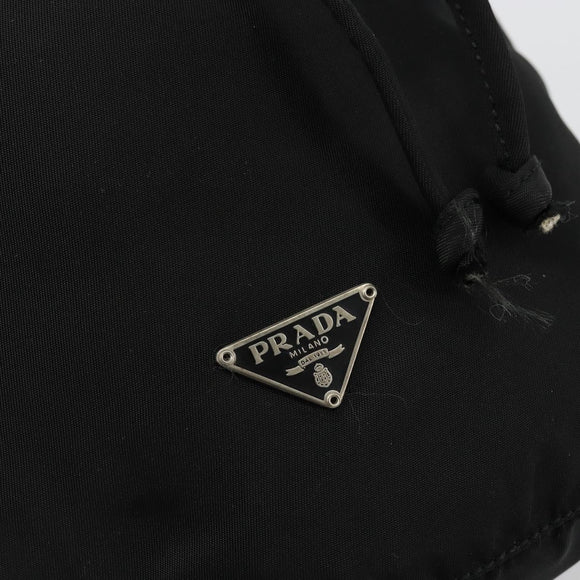 PRADA Purse Pouch Nylon Black Silver Auth 177497A