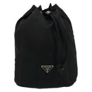 PRADA Purse Pouch Nylon Black Silver Auth 177497A-13