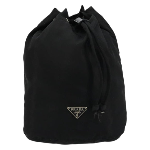 PRADA Purse Pouch Nylon Black Silver Auth 177497A