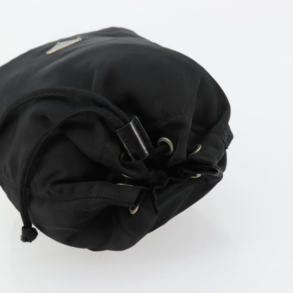 PRADA Purse Pouch Nylon Black Silver Auth 177497A