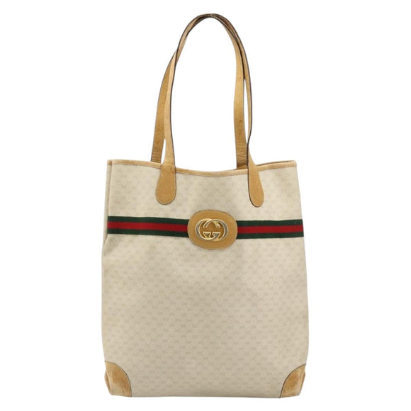 GUCCI GG Supreme Web Sherry Line Bag PVC Ivory Red 002 904 0131 Auth 177498
