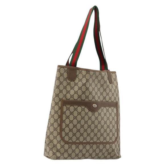 GUCCI GG Supreme Web Sherry Line Bag PVC Beige Red Green 39 02 003 Auth 177499