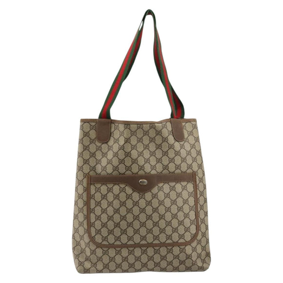 GUCCI GG Supreme Web Sherry Line Bag PVC Beige Red Green 39 02 003 Auth 177499