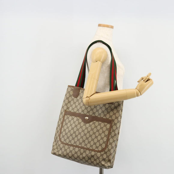 GUCCI GG Supreme Web Sherry Line Bag PVC Beige Red Green 39 02 003 Auth 177499
