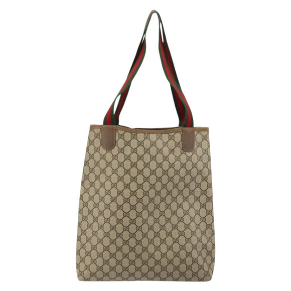 GUCCI GG Supreme Web Sherry Line Bag PVC Beige Red Green 39 02 003 Auth 177499