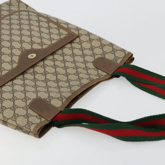 GUCCI GG Supreme Web Sherry Line Bag PVC Beige Red Green 39 02 003 Auth 177499
