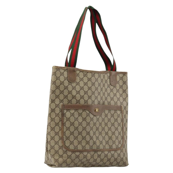 GUCCI GG Supreme Web Sherry Line Bag PVC Beige Red Green 39 02 003 Auth 177501