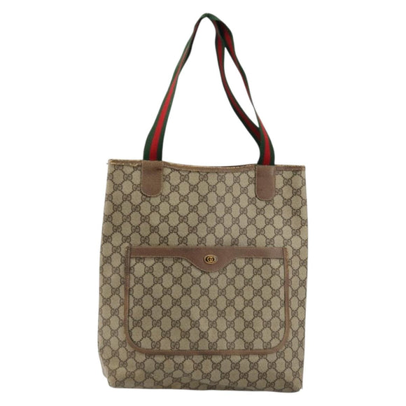 GUCCI GG Supreme Web Sherry Line Bag PVC Beige Red Green 39 02 003 Auth 177501