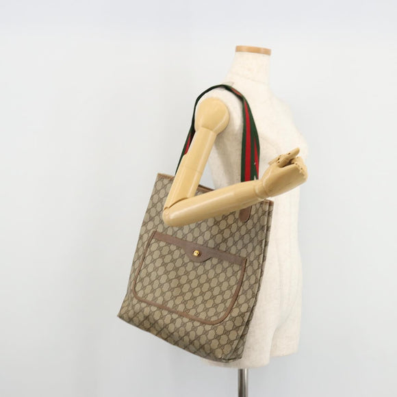 GUCCI GG Supreme Web Sherry Line Bag PVC Beige Red Green 39 02 003 Auth 177501