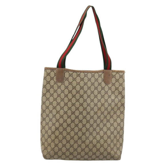 GUCCI GG Supreme Web Sherry Line Bag PVC Beige Red Green 39 02 003 Auth 177501