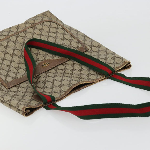 GUCCI GG Supreme Web Sherry Line Bag PVC Beige Red Green 39 02 003 Auth 177501