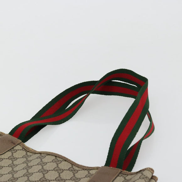 GUCCI GG Supreme Web Sherry Line Bag PVC Beige Red Green 39 02 003 Auth 177501