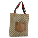 GUCCI GG Supreme Web Sherry Line Tote Bag PVC Beige Red Green Auth 177505-1