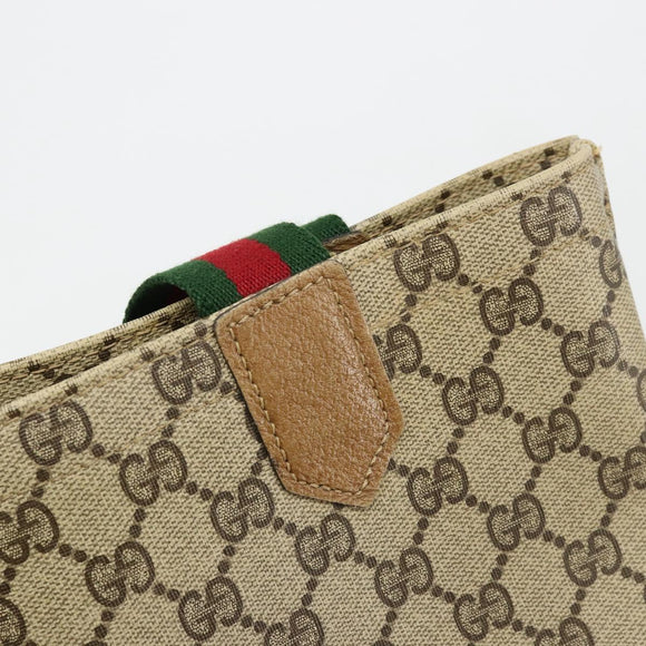 GUCCI GG Supreme Web Sherry Line Tote Bag PVC Beige Red Green Auth 177505