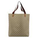 GUCCI GG Supreme Web Sherry Line Tote Bag PVC Beige Red Green Auth 177505-2
