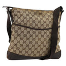 GUCCI GG Canvas Shoulder Bag Beige Silver 145857 Auth 177506-1