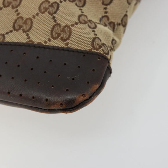 GUCCI GG Canvas Shoulder Bag Beige Silver 145857 Auth 177506