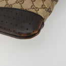 GUCCI GG Canvas Shoulder Bag Beige Silver 145857 Auth 177506-12