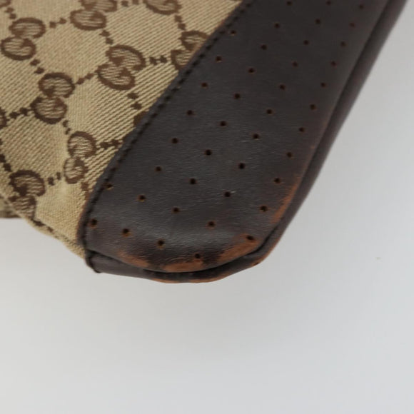 GUCCI GG Canvas Shoulder Bag Beige Silver 145857 Auth 177506