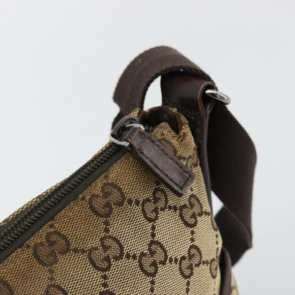 GUCCI GG Canvas Shoulder Bag Beige Silver 145857 Auth 177506