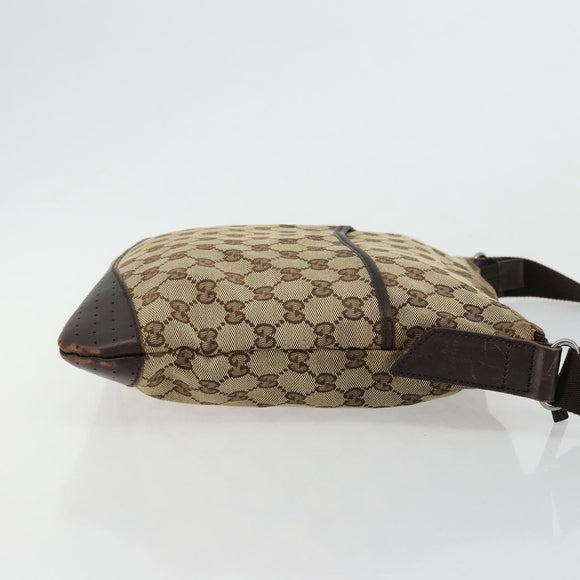 GUCCI GG Canvas Shoulder Bag Beige Silver 145857 Auth 177506