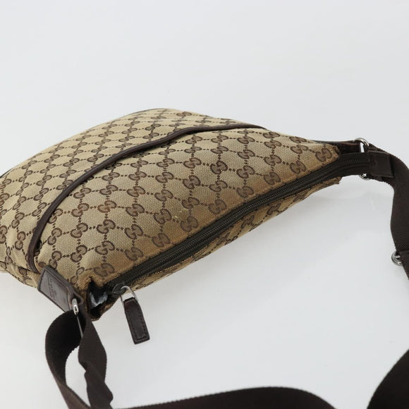 GUCCI GG Canvas Shoulder Bag Beige Silver 145857 Auth 177506