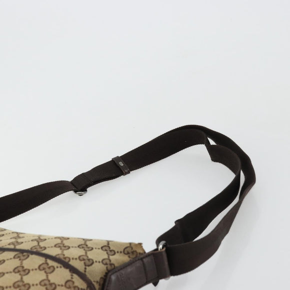 GUCCI GG Canvas Shoulder Bag Beige Silver 145857 Auth 177506