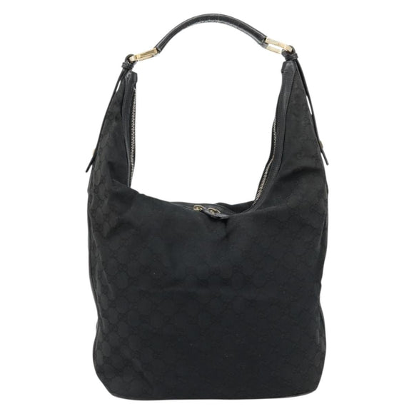 GUCCI GG Canvas Shoulder Bag Black Silver 001 4287 Auth 177507