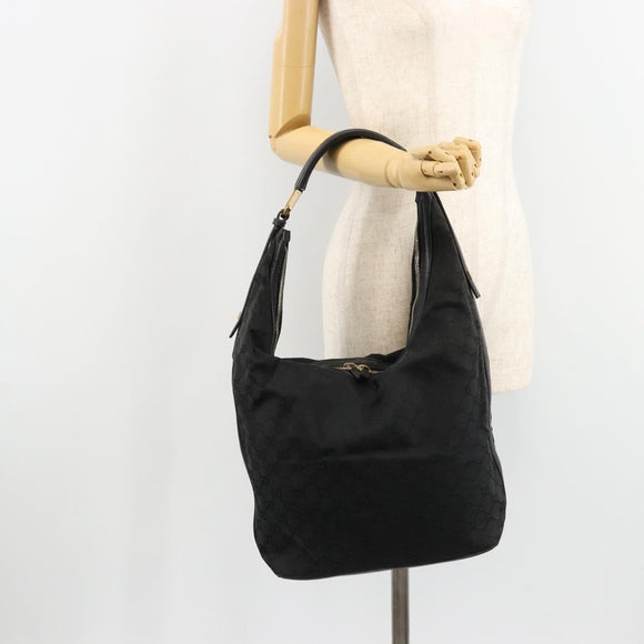 GUCCI GG Canvas Shoulder Bag Black Silver 001 4287 Auth 177507
