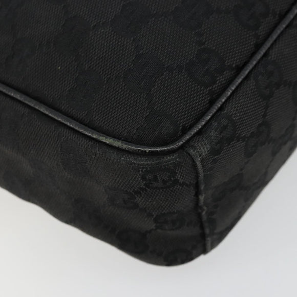 GUCCI GG Canvas Shoulder Bag Black Silver 122759 Auth 177508