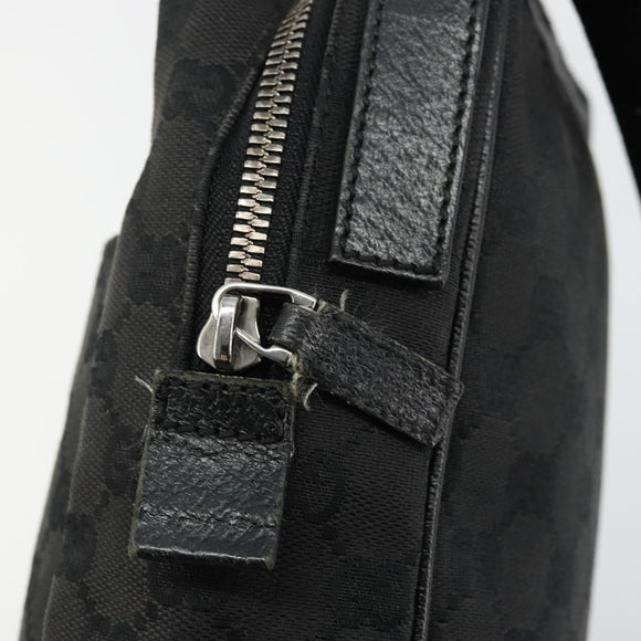 GUCCI GG Canvas Shoulder Bag Black Silver 122759 Auth 177508