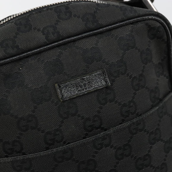 GUCCI GG Canvas Shoulder Bag Black Silver 122759 Auth 177508